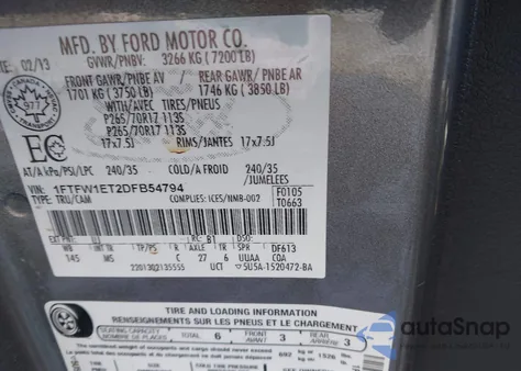 2013 Ford F-150 Xlt from USA, damaged, VIN 1FTFW1ET2DFB54794
